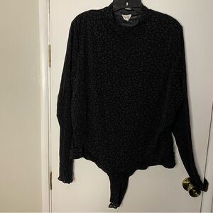Siren Lily Black On Black Cheetah Print Body Suit Size 2x